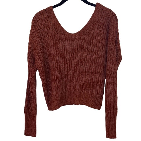 Burgundy Knit Cropped Cardigan NWT Sincerely Jules Revolve Academia - Picture 2 of 4